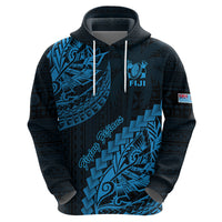 Custom Fiji Rugby Hoodie Kaiviti Fijian Tribal World Cup Blue No2 LT9 - Polynesian Pride