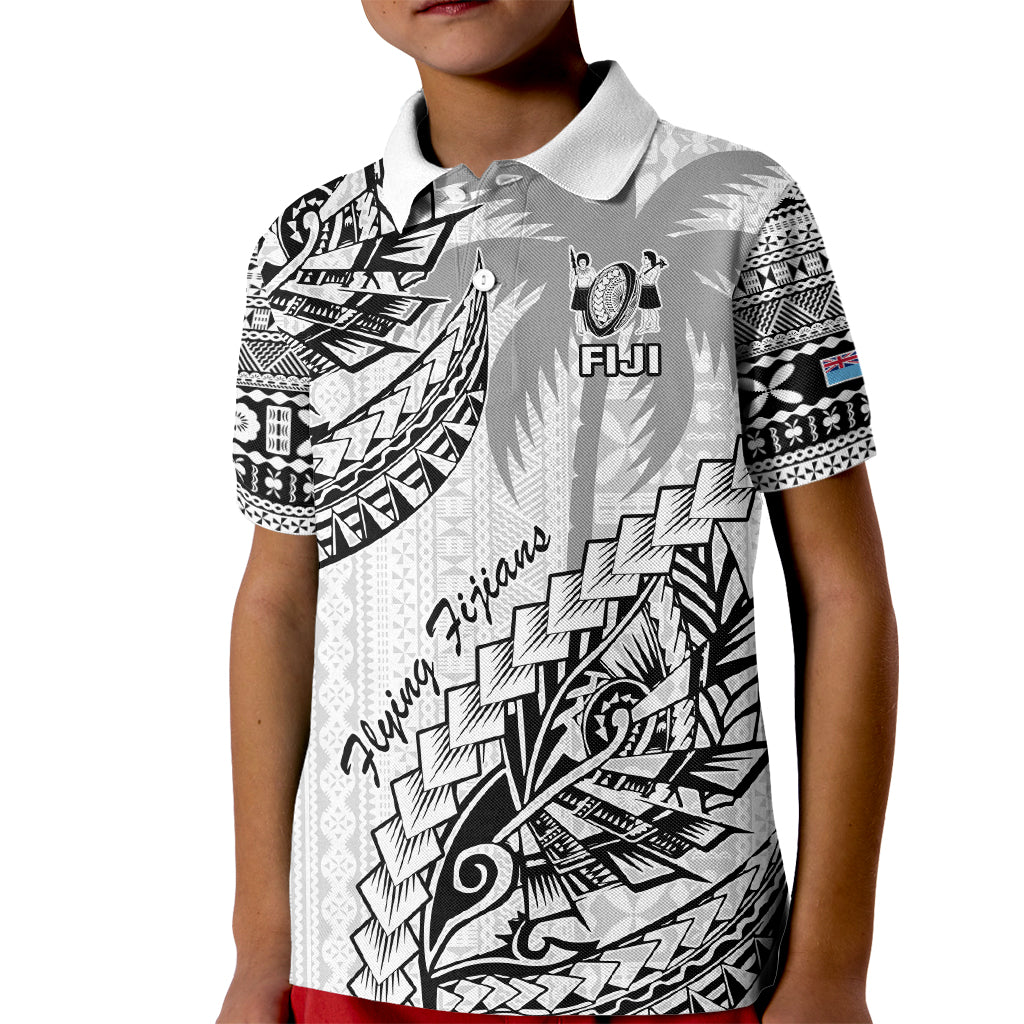 Fiji Rugby Kid Polo Shirt Kaiviti Fijian Tribal World Cup White LT9 Kid White - Polynesian Pride