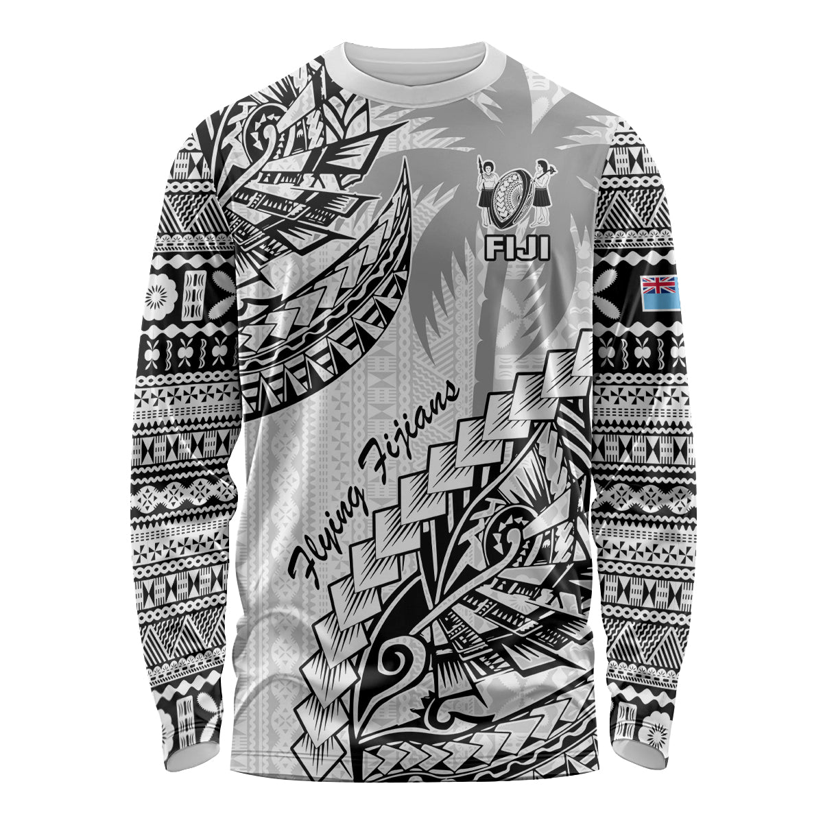 Fiji Rugby Long Sleeve Shirt Kaiviti Fijian Tribal World Cup White LT9 Unisex White - Polynesian Pride