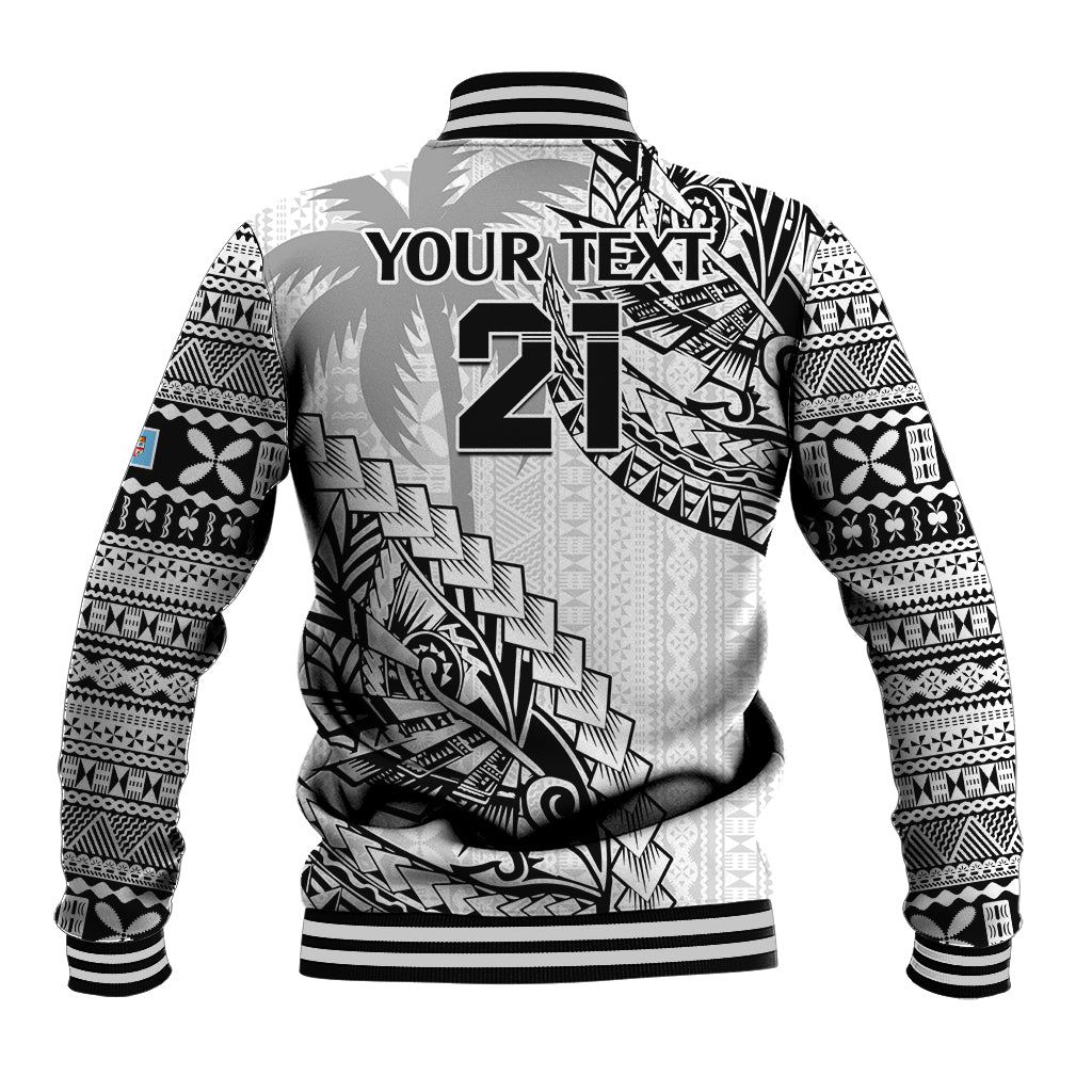 Custom Fiji Rugby Baseball Jacket Kaiviti Fijian Tribal World Cup White LT9 - Polynesian Pride