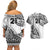 Custom Fiji Rugby Couples Matching Off Shoulder Short Dress and Hawaiian Shirt Kaiviti Fijian Tribal World Cup White LT9 - Polynesian Pride