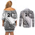 Custom Fiji Rugby Couples Matching Off Shoulder Short Dress and Long Sleeve Button Shirt Kaiviti Fijian Tribal World Cup White LT9 - Polynesian Pride