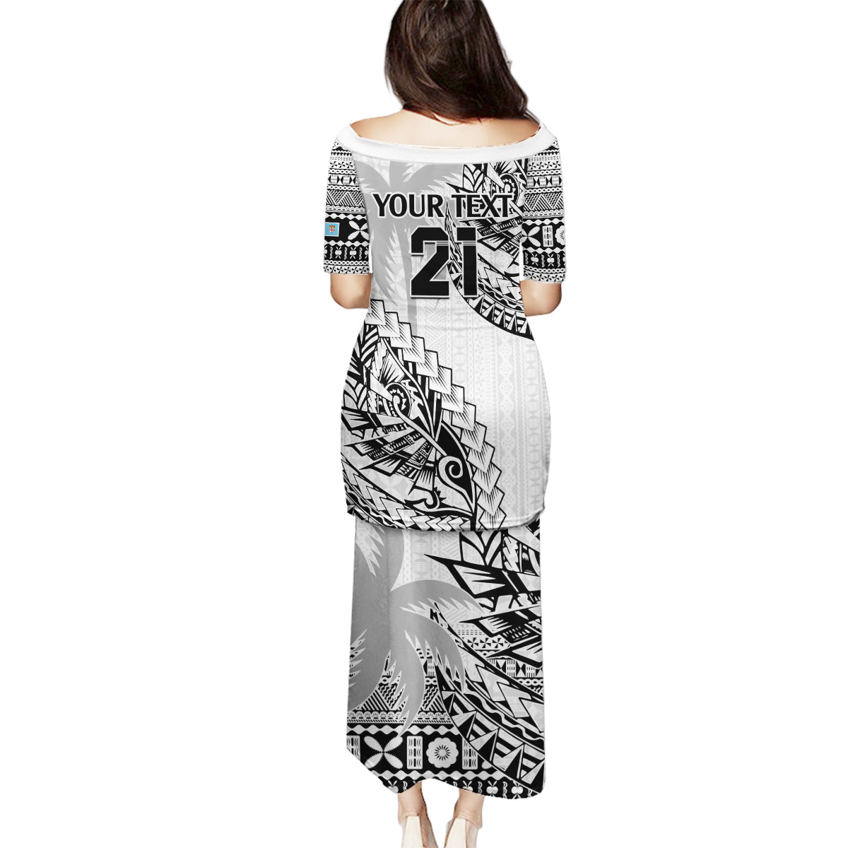 Custom Fiji Rugby Family Matching Puletasi Dress and Hawaiian Shirt Kaiviti Fijian Tribal World Cup White LT9 - Polynesian Pride