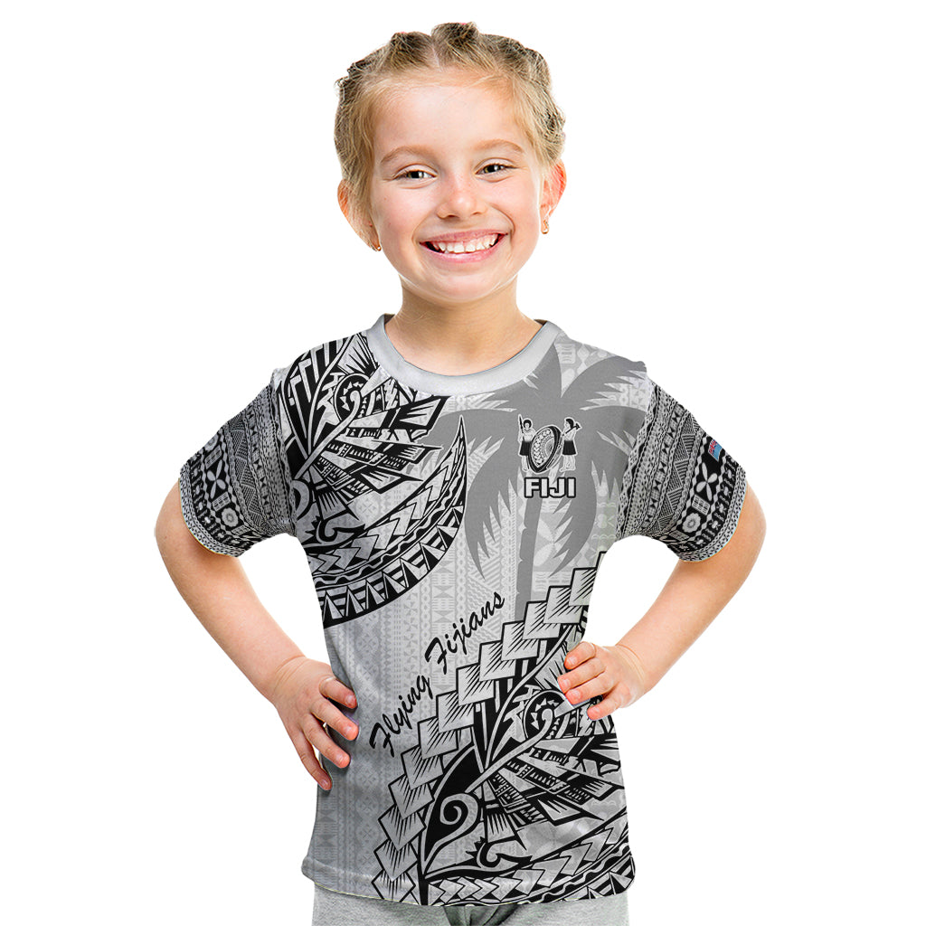 Custom Fiji Rugby Kid T Shirt Kaiviti Fijian Tribal World Cup White LT9 White - Polynesian Pride