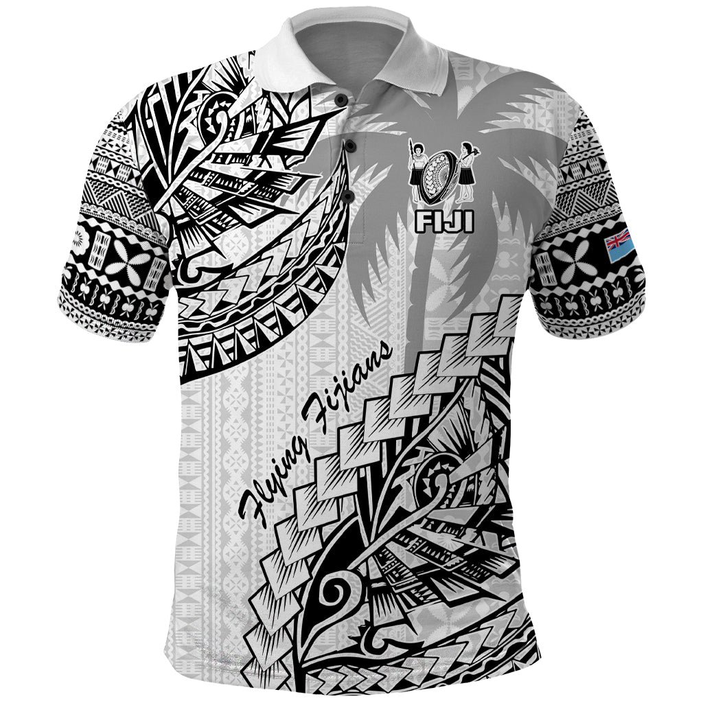 Custom Fiji Rugby Polo Shirt Kaiviti Fijian Tribal World Cup White LT9 White - Polynesian Pride