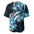 Plumeria Tribal Tattoo Baseball Jersey Blue Polynesian Pattern