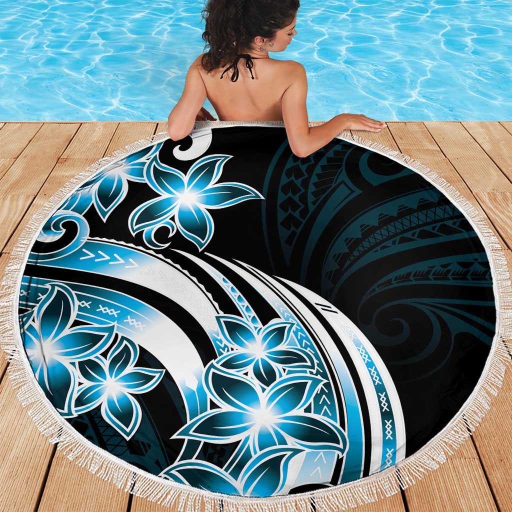 Plumeria Tribal Tattoo Beach Blanket Blue Polynesian Pattern LT9 - Polynesian Pride