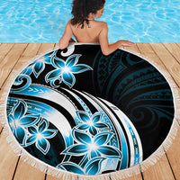 Plumeria Tribal Tattoo Beach Blanket Blue Polynesian Pattern LT9 - Polynesian Pride