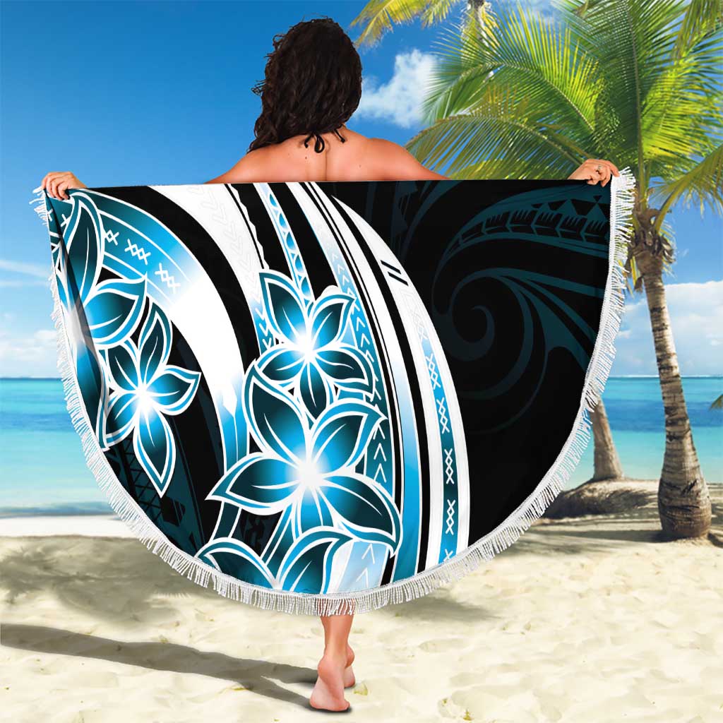 Plumeria Tribal Tattoo Beach Blanket Blue Polynesian Pattern LT9 - Polynesian Pride