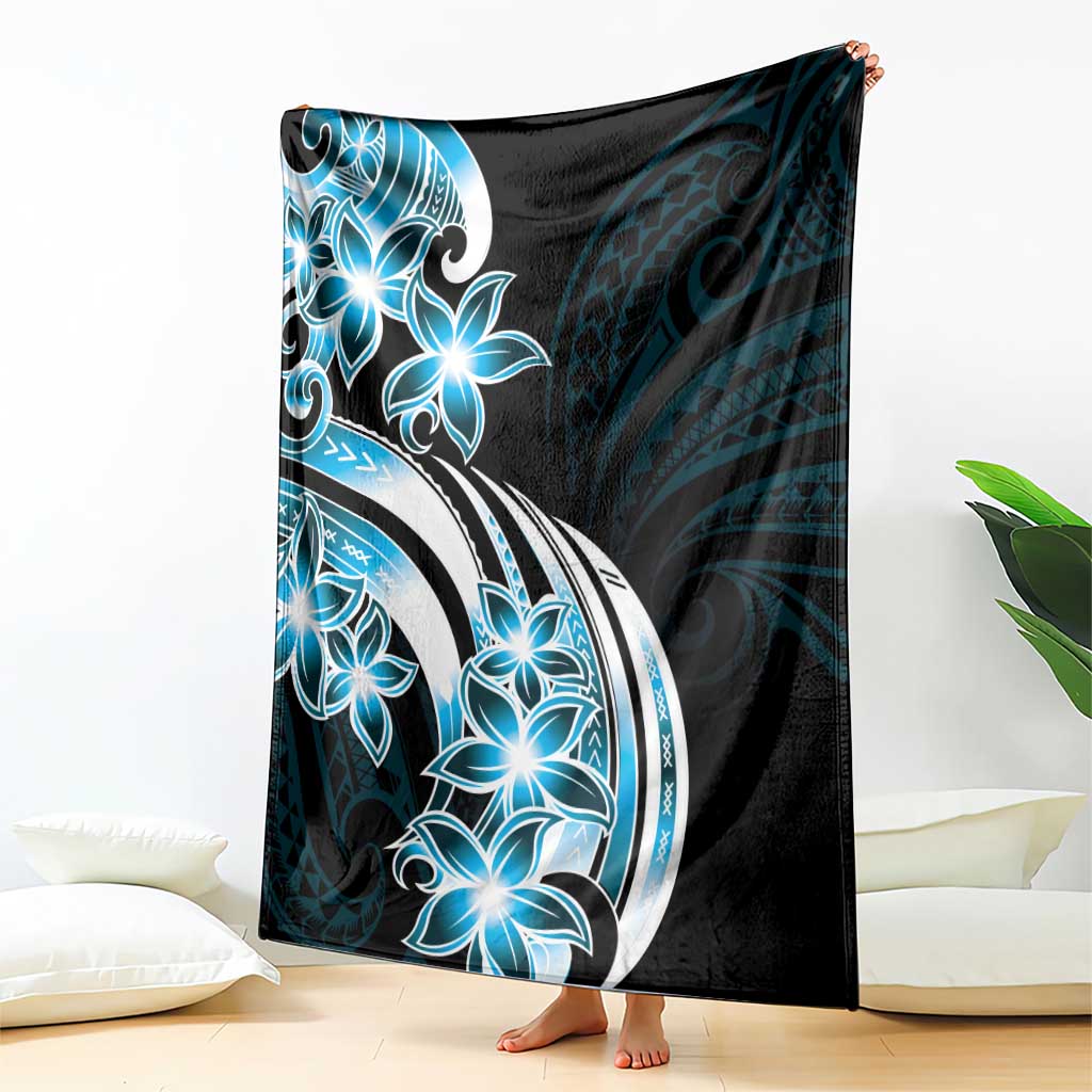 Plumeria Tribal Tattoo Blanket Blue Polynesian Pattern LT9 - Polynesian Pride
