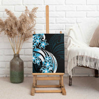 Plumeria Tribal Tattoo Canvas Wall Art Blue Polynesian Pattern LT9 - Polynesian Pride