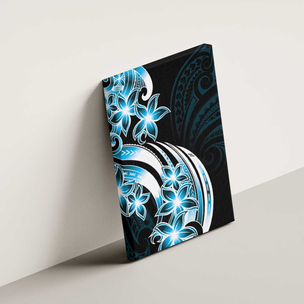Plumeria Tribal Tattoo Canvas Wall Art Blue Polynesian Pattern LT9 - Polynesian Pride