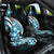 Plumeria Tribal Tattoo Car Seat Cover Blue Polynesian Pattern