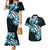 Plumeria Tribal Tattoo Couples Matching Mermaid Dress and Hawaiian Shirt Blue Polynesian Pattern