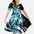 Plumeria Tribal Tattoo Family Matching Off The Shoulder Long Sleeve Dress and Hawaiian Shirt Blue Polynesian Pattern