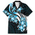 Plumeria Tribal Tattoo Family Matching Off The Shoulder Long Sleeve Dress and Hawaiian Shirt Blue Polynesian Pattern