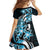 Plumeria Tribal Tattoo Family Matching Off Shoulder Maxi Dress and Hawaiian Shirt Blue Polynesian Pattern