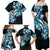 Plumeria Tribal Tattoo Family Matching Off Shoulder Maxi Dress and Hawaiian Shirt Blue Polynesian Pattern