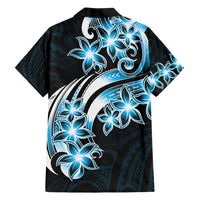 Plumeria Tribal Tattoo Family Matching Off Shoulder Maxi Dress and Hawaiian Shirt Blue Polynesian Pattern LT9 - Polynesian Pride