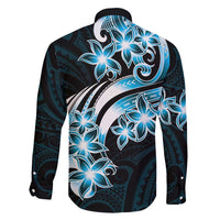Plumeria Tribal Tattoo Family Matching Off Shoulder Maxi Dress and Hawaiian Shirt Blue Polynesian Pattern LT9 - Polynesian Pride