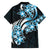 Plumeria Tribal Tattoo Family Matching Off Shoulder Short Dress and Hawaiian Shirt Blue Polynesian Pattern