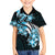 Plumeria Tribal Tattoo Family Matching Off Shoulder Short Dress and Hawaiian Shirt Blue Polynesian Pattern