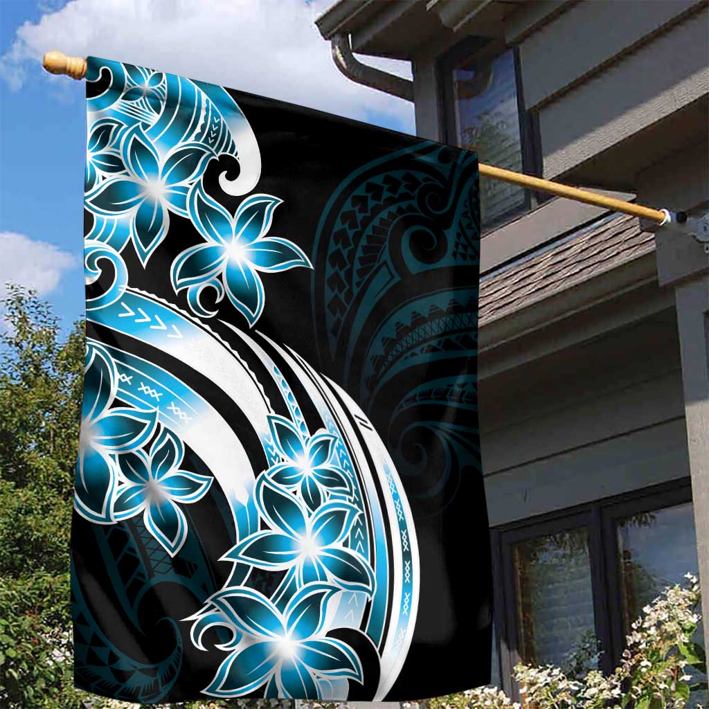 Plumeria Tribal Tattoo Garden Flag Blue Polynesian Pattern LT9 - Polynesian Pride