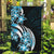 Plumeria Tribal Tattoo Garden Flag Blue Polynesian Pattern