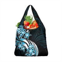 Plumeria Tribal Tattoo Grocery Bag - Blue Polynesian Pattern LT9 1-pack One Size Blue - Polynesian Pride