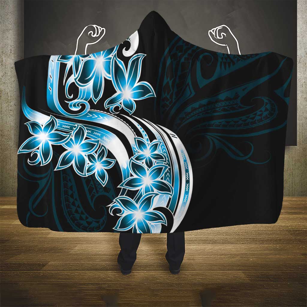 Plumeria Tribal Tattoo Hooded Blanket Blue Polynesian Pattern LT9 - Polynesian Pride