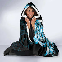 Plumeria Tribal Tattoo Hooded Blanket Blue Polynesian Pattern LT9 - Polynesian Pride