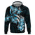 Plumeria Tribal Tattoo Hoodie Blue Polynesian Pattern