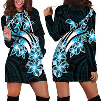 Plumeria Tribal Tattoo Hoodie Dress Blue Polynesian Pattern LT9 - Polynesian Pride