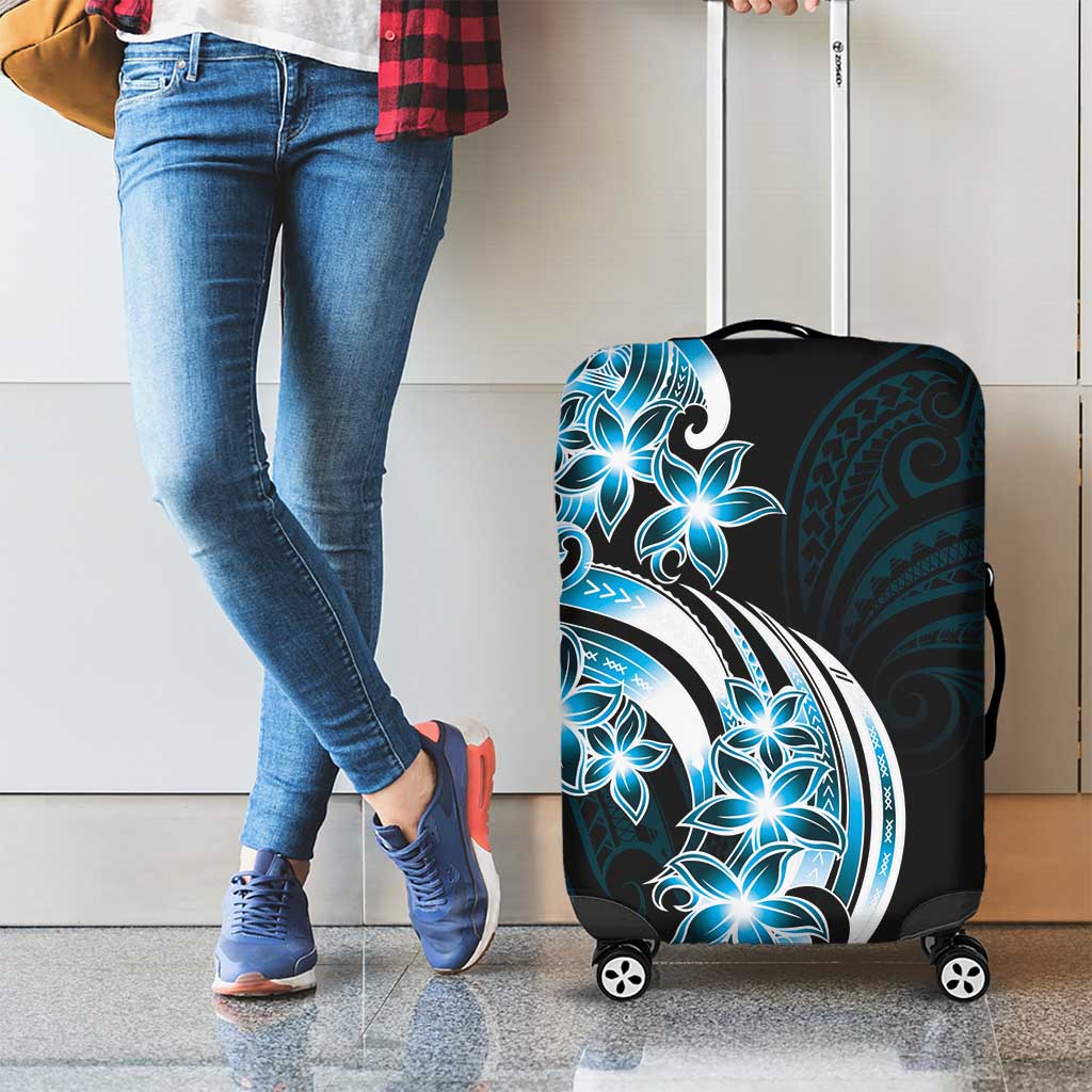 Plumeria Tribal Tattoo Luggage Cover Blue Polynesian Pattern LT9 - Polynesian Pride