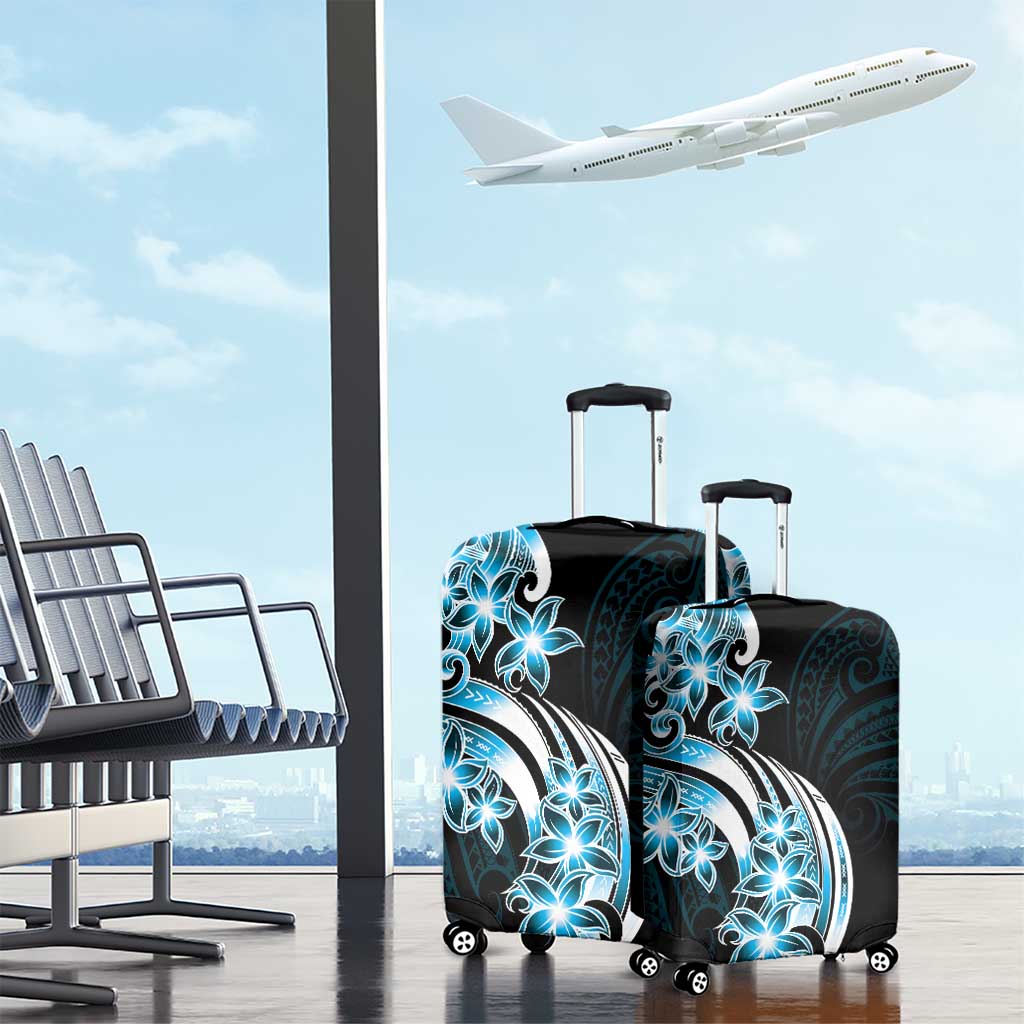 Plumeria Tribal Tattoo Luggage Cover Blue Polynesian Pattern LT9 - Polynesian Pride