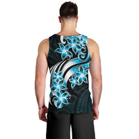 Plumeria Tribal Tattoo Men Tank Top Blue Polynesian Pattern LT9 - Polynesian Pride