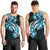 Plumeria Tribal Tattoo Men Tank Top Blue Polynesian Pattern