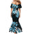 Plumeria Tribal Tattoo Mermaid Dress Blue Polynesian Pattern