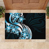 Plumeria Tribal Tattoo Rubber Doormat Blue Polynesian Pattern LT9 Blue - Polynesian Pride