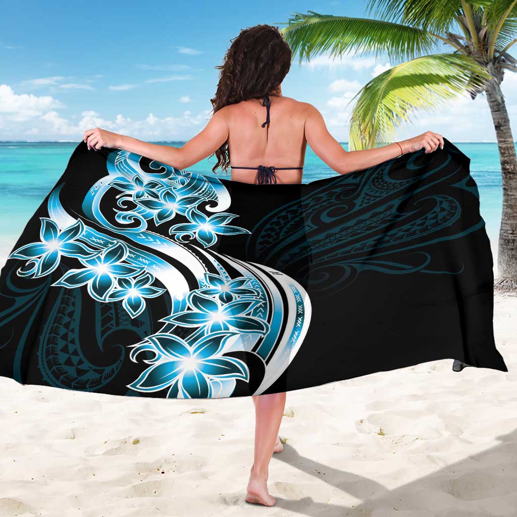 Plumeria Tribal Tattoo Sarong Blue Polynesian Pattern