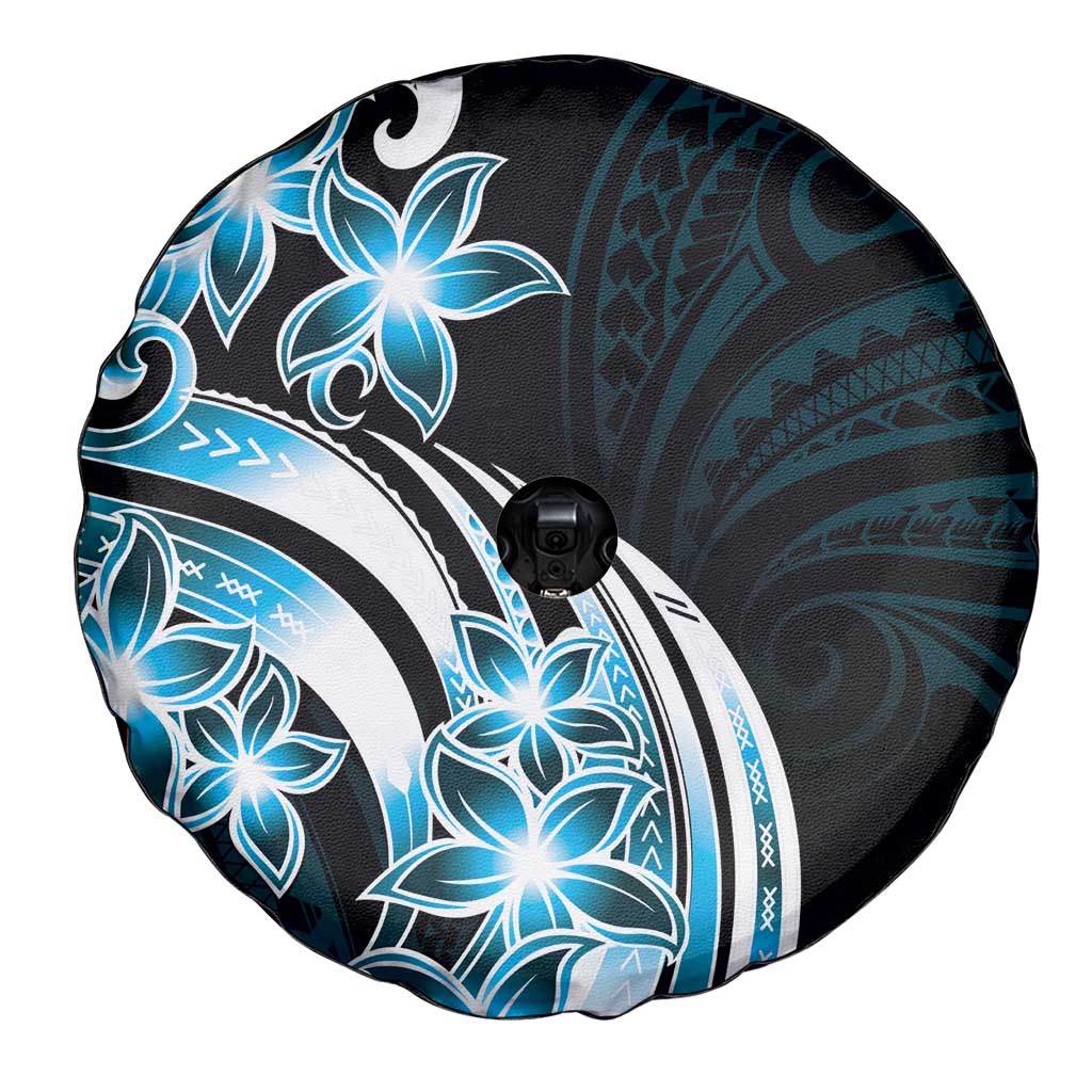 Plumeria Tribal Tattoo Spare Tire Cover Blue Polynesian Pattern LT9 - Polynesian Pride
