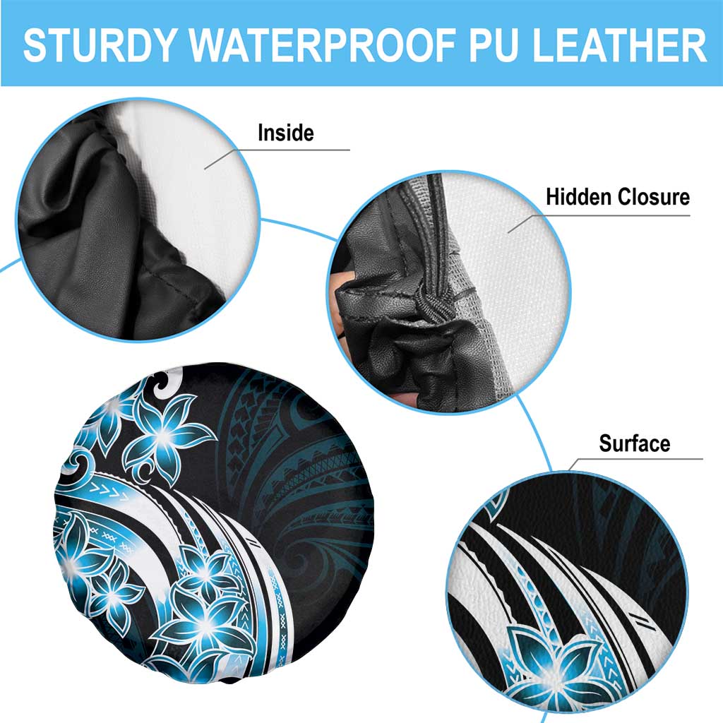 Plumeria Tribal Tattoo Spare Tire Cover Blue Polynesian Pattern LT9 - Polynesian Pride
