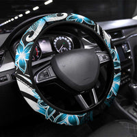 Plumeria Tribal Tattoo Steering Wheel Cover Blue Polynesian Pattern LT9 Universal Fit Blue - Polynesian Pride