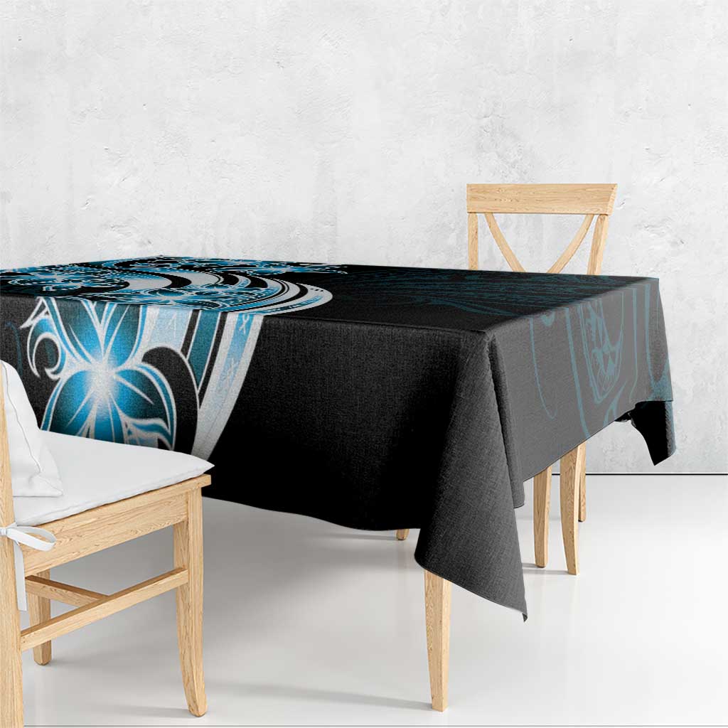 Plumeria Tribal Tattoo Tablecloth Blue Polynesian Pattern LT9 - Polynesian Pride