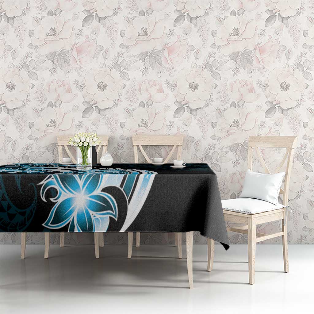 Plumeria Tribal Tattoo Tablecloth Blue Polynesian Pattern LT9 - Polynesian Pride