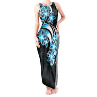 Plumeria Tribal Tattoo Tank Maxi Dress Blue Polynesian Pattern LT9 Women Blue - Polynesian Pride
