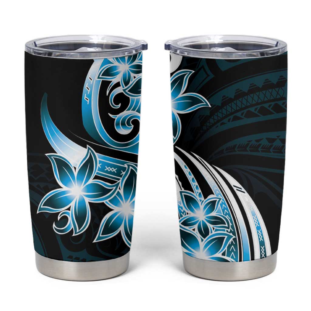 Plumeria Tribal Tattoo Tumbler Cup Blue Polynesian Pattern LT9 Blue - Polynesian Pride