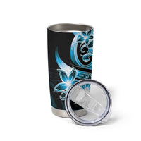 Plumeria Tribal Tattoo Tumbler Cup Blue Polynesian Pattern LT9 - Polynesian Pride