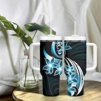 Plumeria Tribal Tattoo Tumbler With Handle Blue Polynesian Pattern LT9 - Polynesian Pride