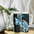 Plumeria Tribal Tattoo Tumbler With Handle Blue Polynesian Pattern